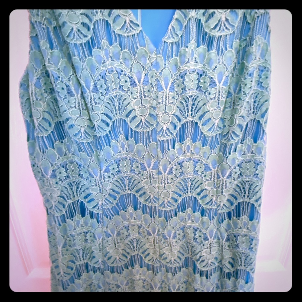Blue and green lace dress